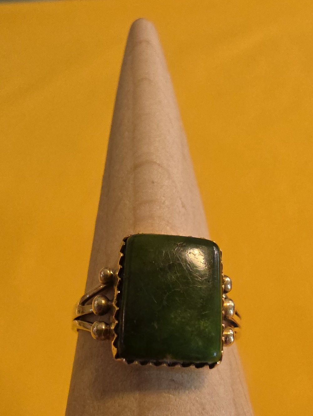14K GOLD & Nephrite Jade Ring ▪︎ Made By Navajo Silversmith Will Denetdale